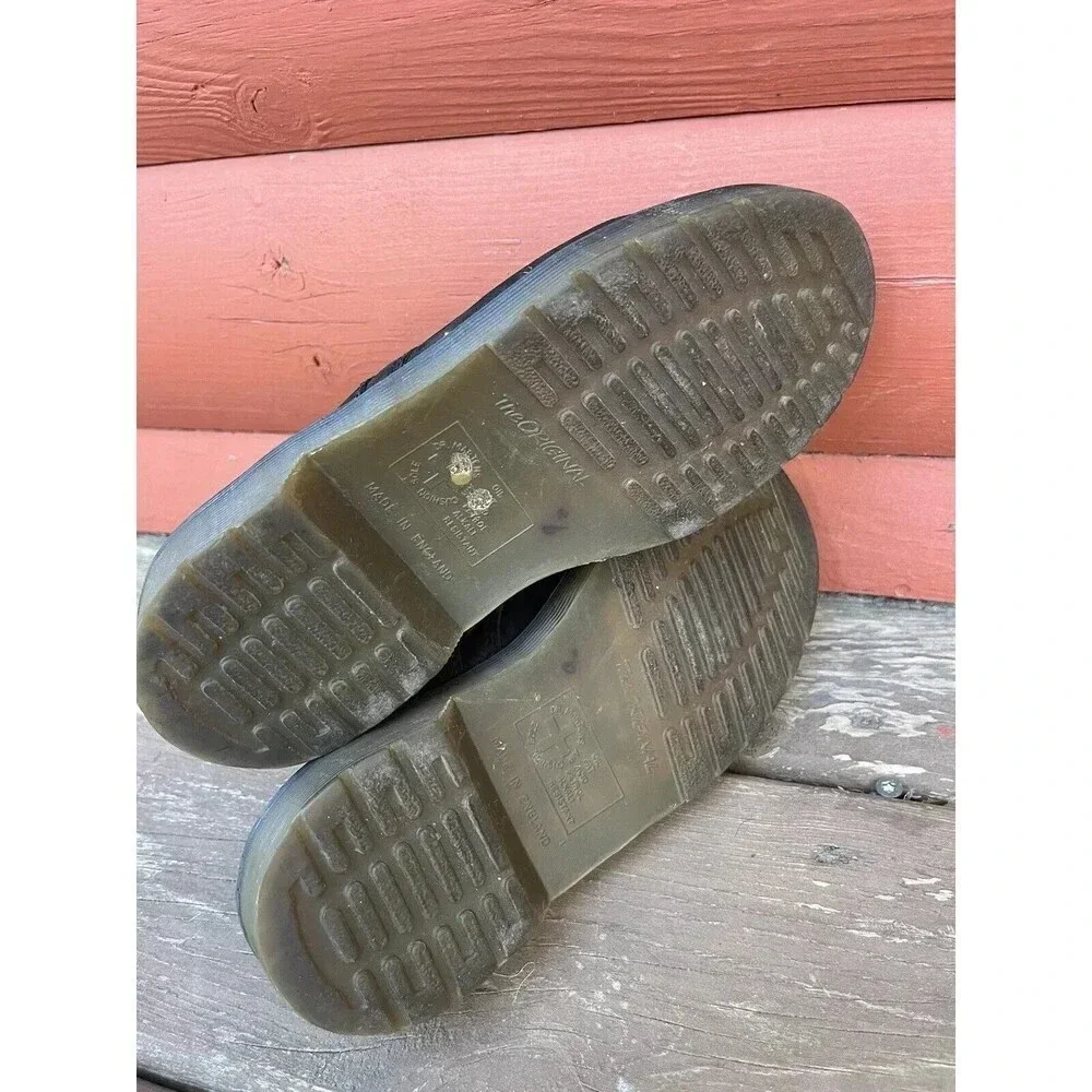 Vintage Dr Martens Original Made In England Leather Black Shoes Size Kids US 2